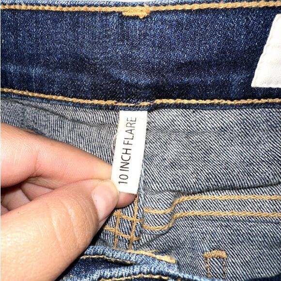 Rag & Bone 10 Inch Flare High Rise Distressed Denim Jeans Mabel Blue Size 24 - Picture 9 of 10